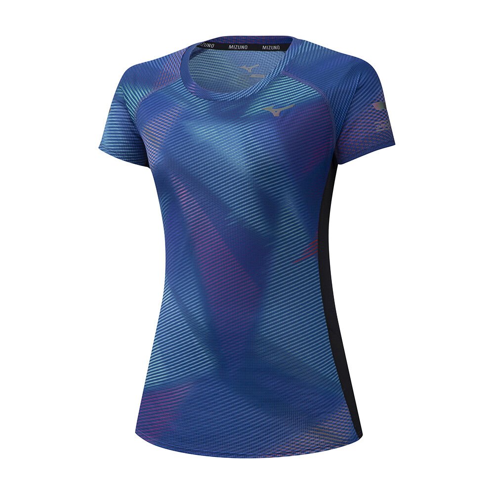 Womens Mizuno Aero Running Graphic T-Shirts Blue Philippines (SAOFMR012)